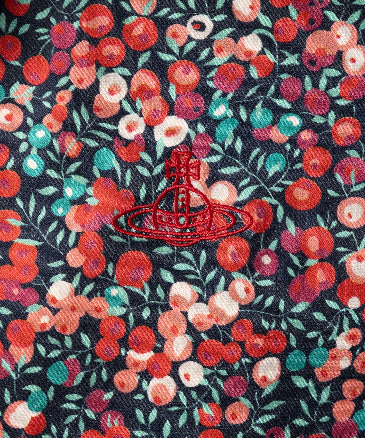 リバティプリント エイリアンスリーブシャツ(レッド系)（レディース