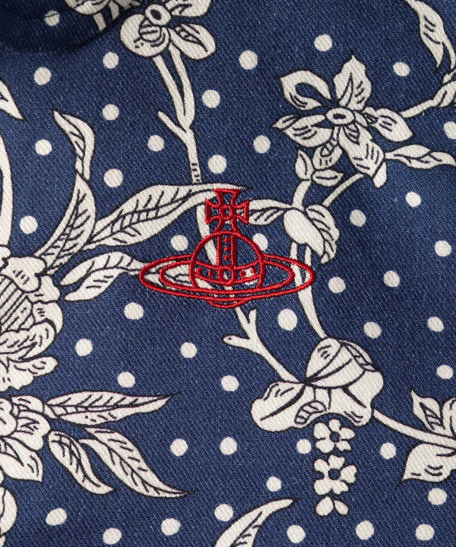 リバティプリント エイリアンスリーブシャツ(ブルー系)（レディース