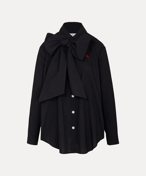 ヴィヴィアンウエストウッド 丸襟 カットソー シャツ ブラウス ブラック コットンローン ビッグボウサークルシャツ(ブラック)（レディース