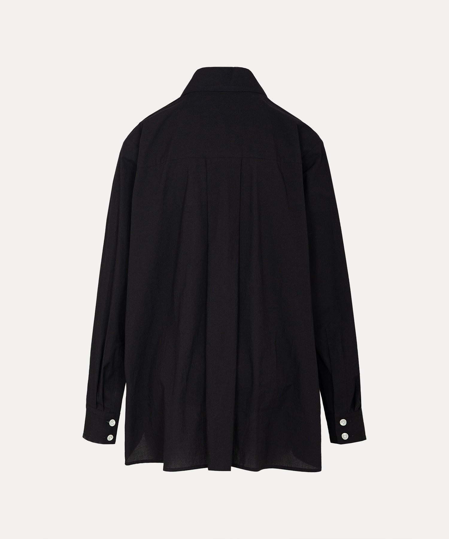 コットンローン ビッグボウサークルシャツ(ブラック)（レディース