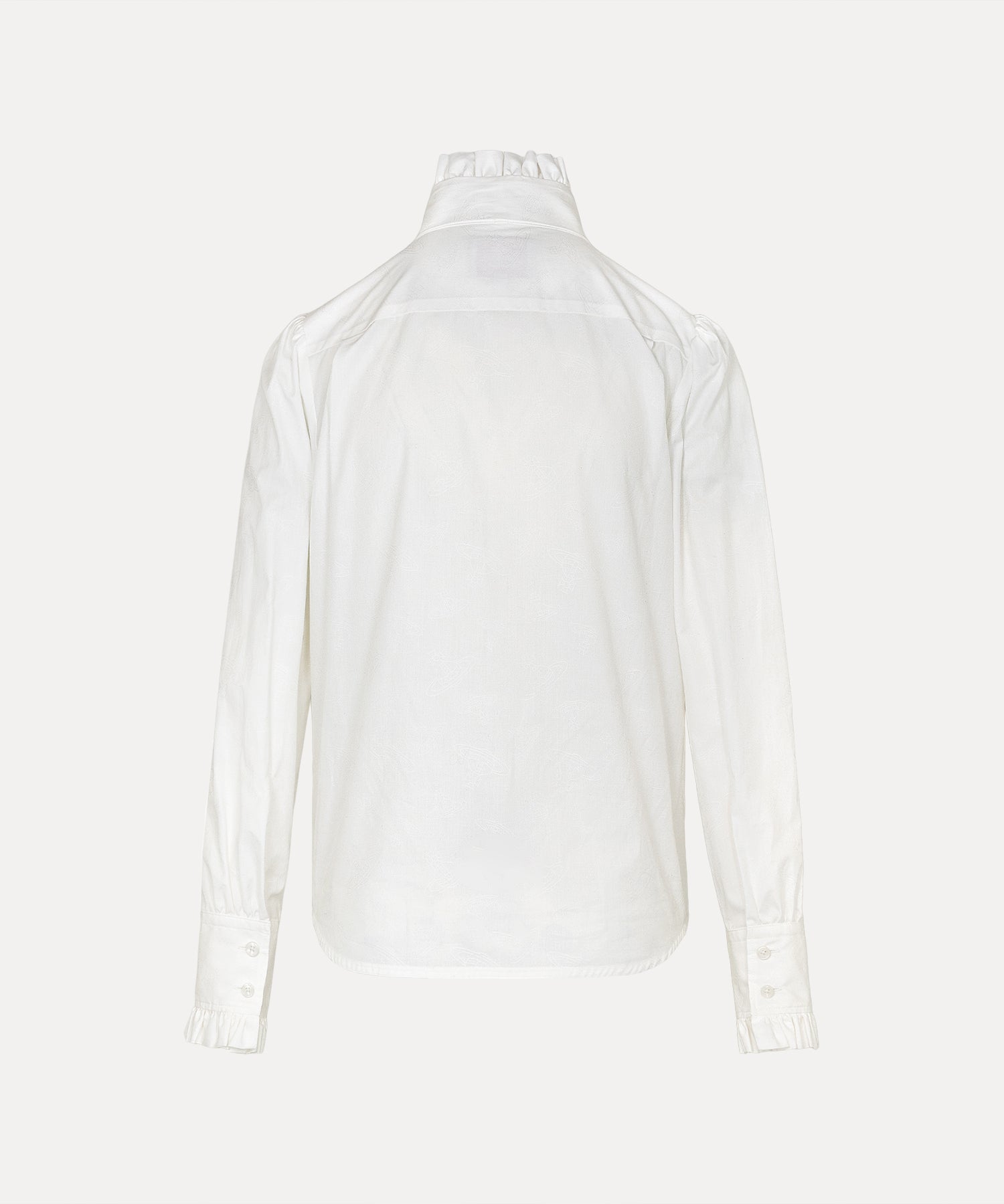 ORBジャガード フリルボウシャツ(ホワイト)（レディース）（1612861003