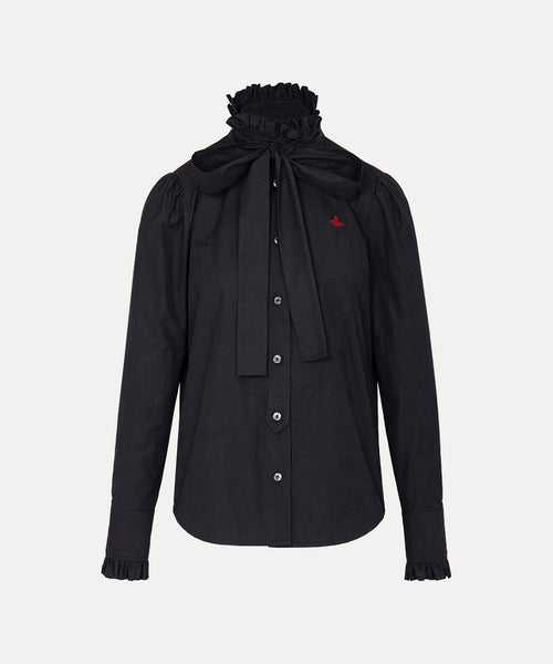 ORBジャガード フリルボウシャツ(ブラック)（レディース）（1612861003