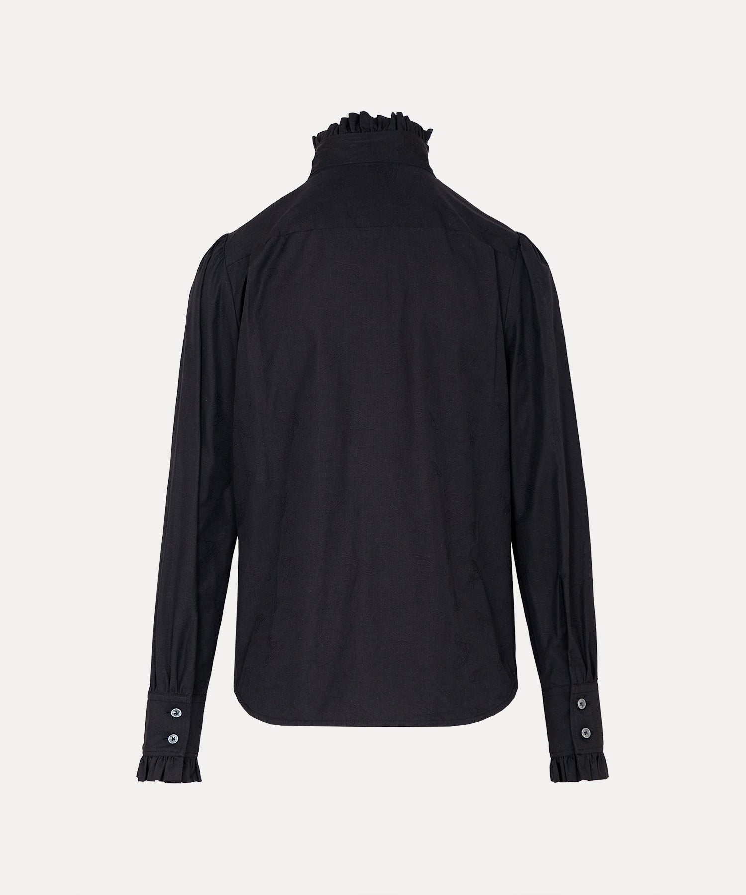 ORBジャガード フリルボウシャツ(ブラック)（レディース）（1612861003