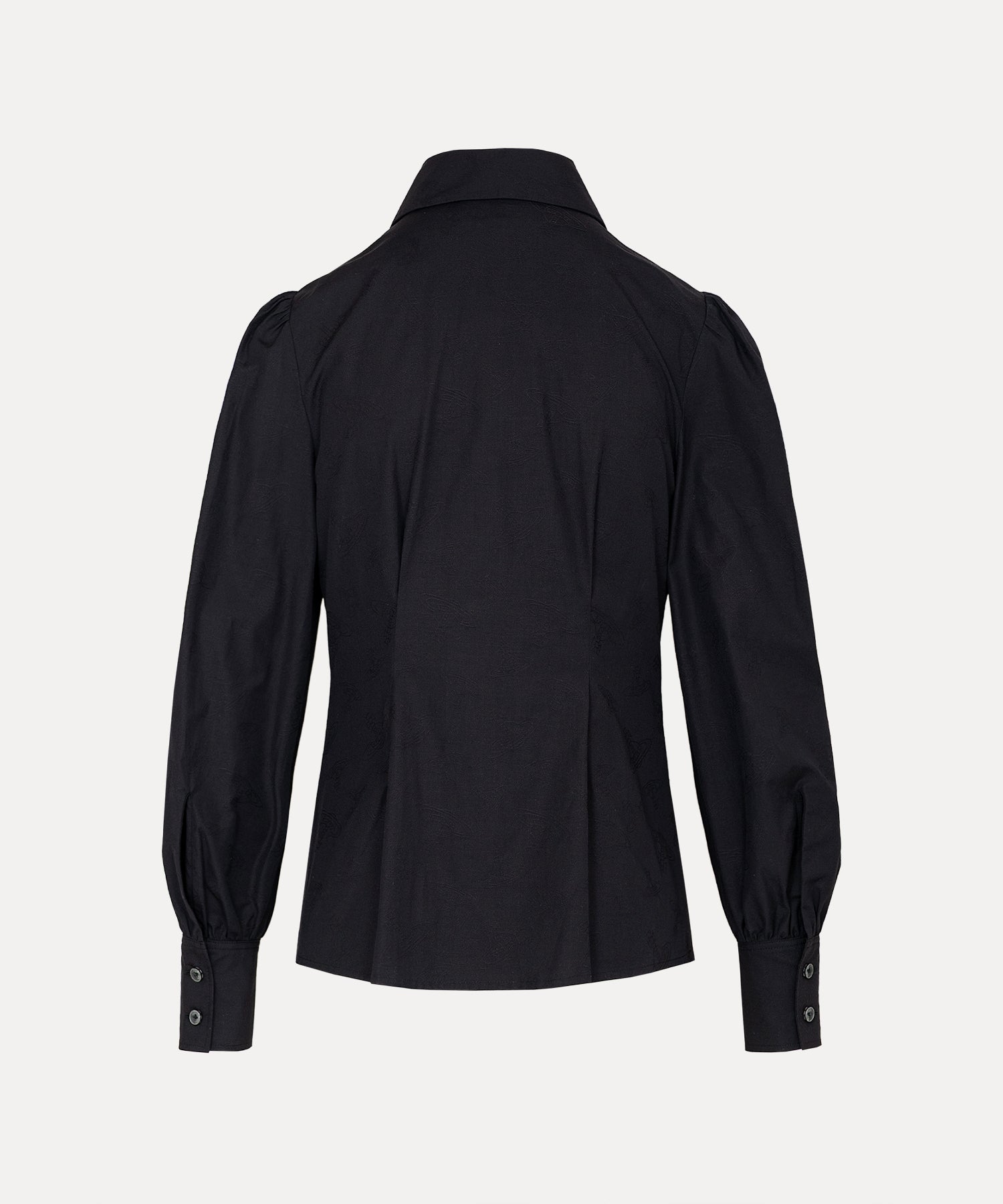 ORBジャガード ギャザーボウタイシャツ(ブラック)（レディース