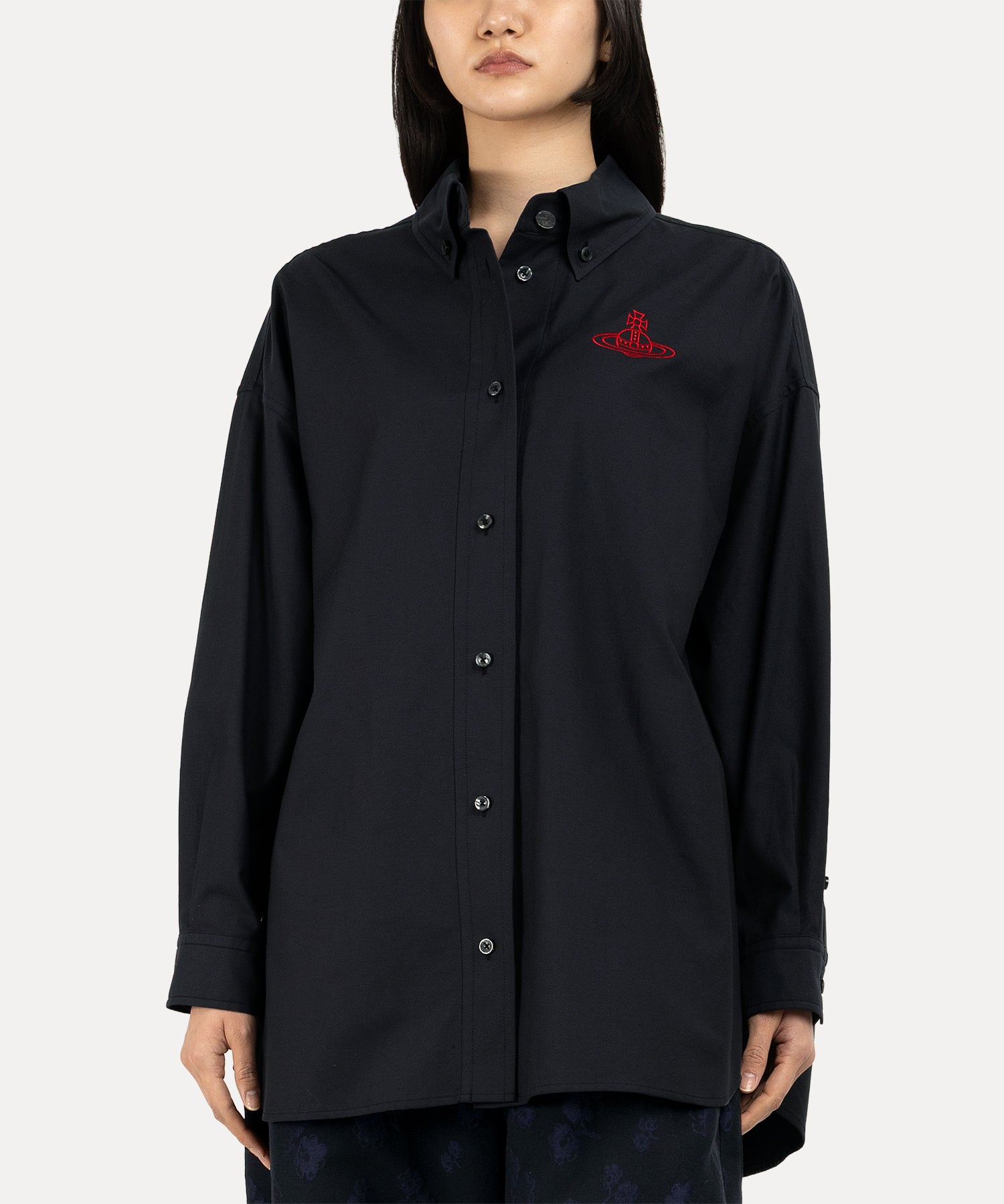 XXL ボタンダウンシャツ(ブラック)（レディース）（1612861006