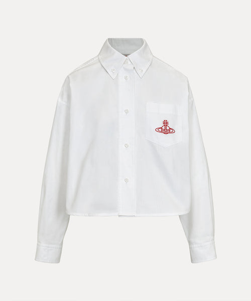 XXL ボタンダウンクロップドシャツ(ホワイト)（レディース