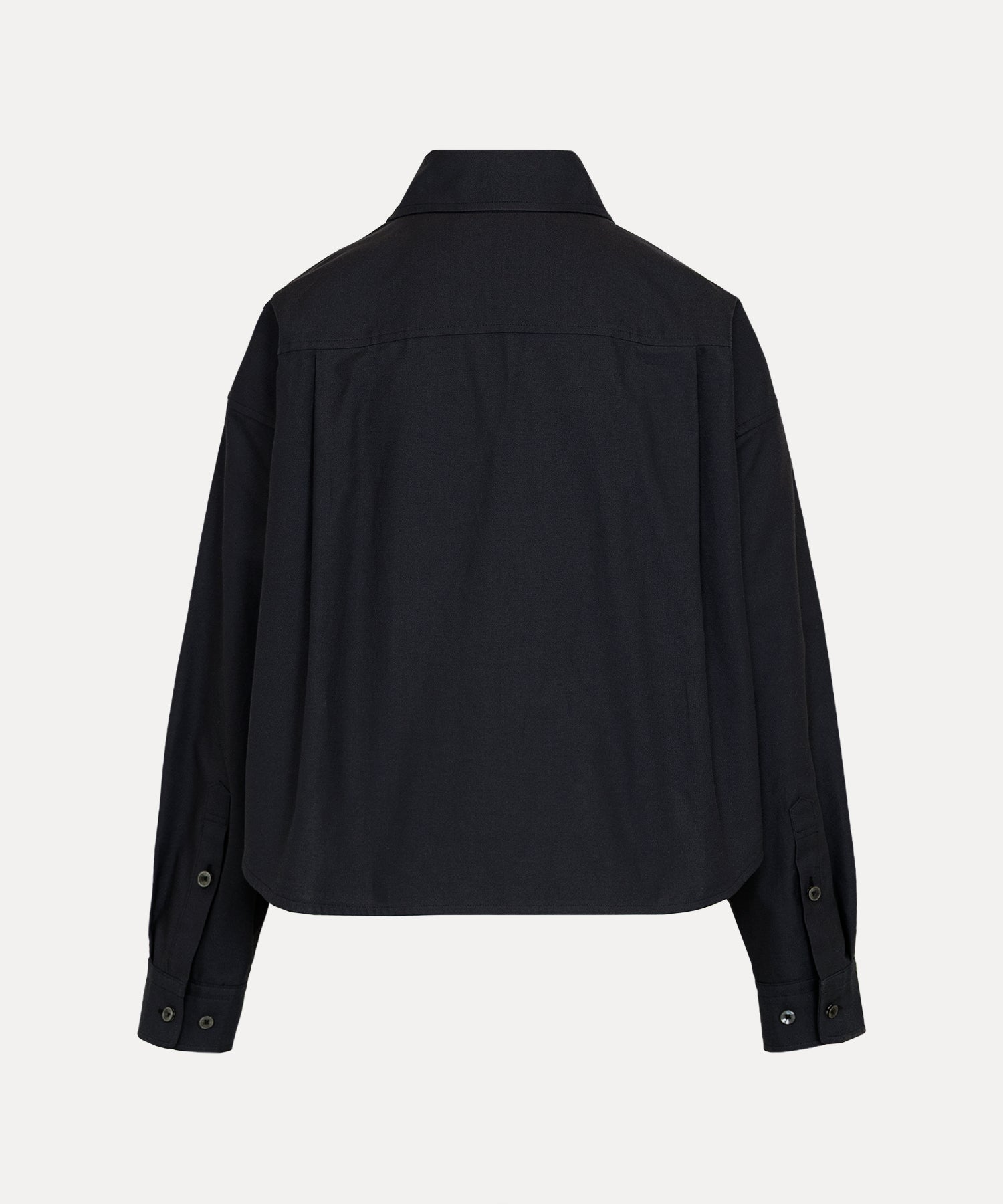 XXL ボタンダウンクロップドシャツ(ブラック)（レディース