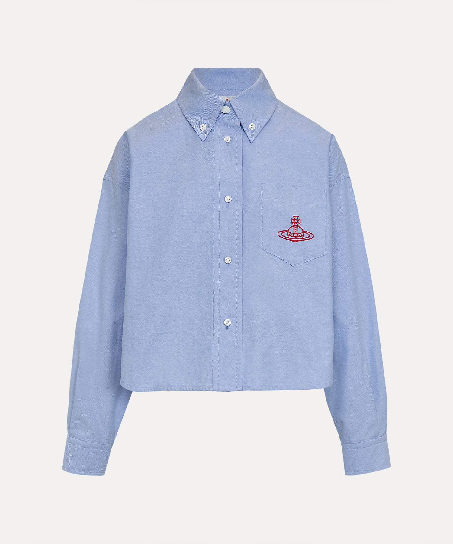 XXL ボタンダウンクロップドシャツ(ブルー)（レディース）（1612861007