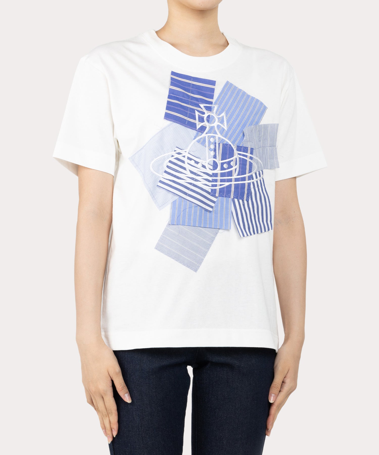 ストライプ ORB PATCH リラックスTシャツ(ホワイト系