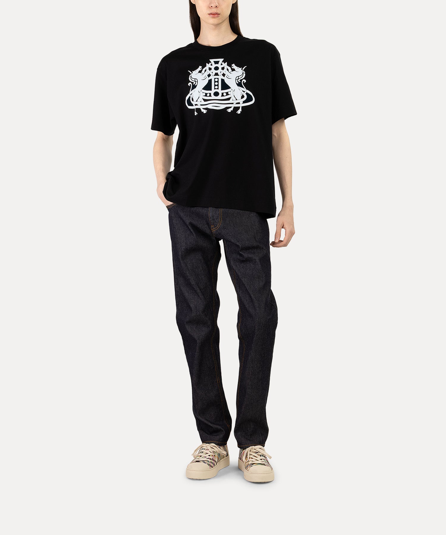 New Year Zodiac&Orb リラックスTシャツ(ブラック)（メンズ