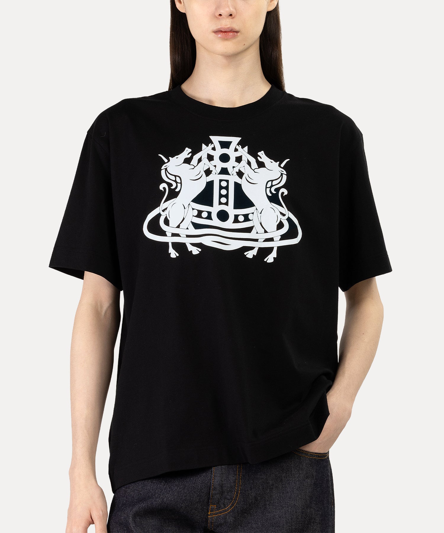 New Year Zodiac&Orb リラックスTシャツ(ブラック)（メンズ