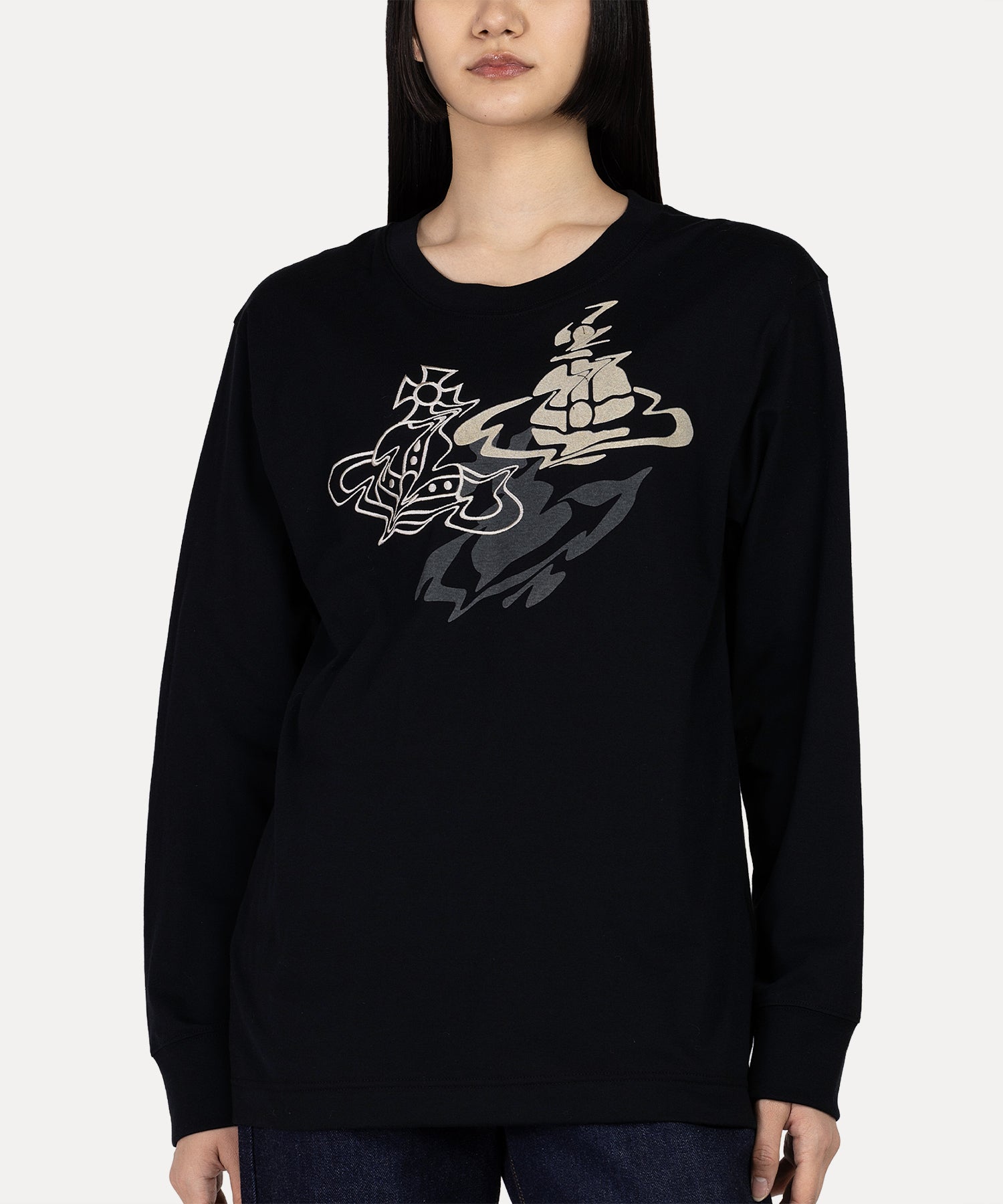 vivienne westwood オーブ刺繍　ロングTシャツ　ブラック LIQUID ORB ロングTシャツ(ブラック)（メンズ）（1622361003）｜ウェア