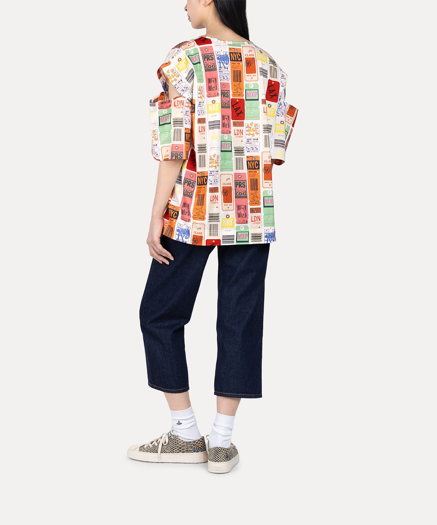 TRAVEL PRINT SLIT Tシャツ(オフホワイト系)（レディース