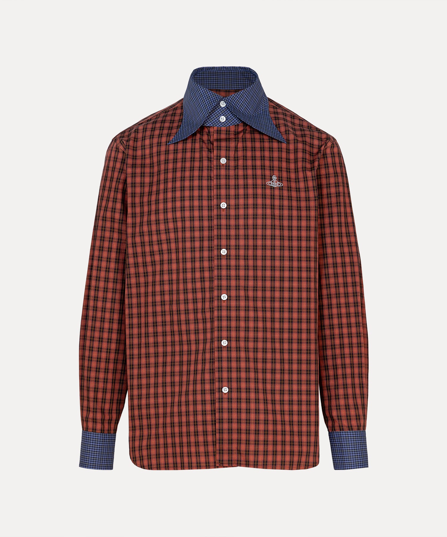 Check Bird Collar シャツ(レッド系)（レディース）（1622861001