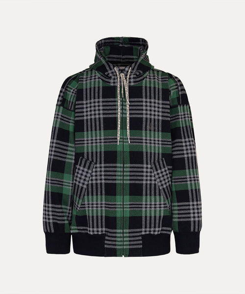 Vivienne Westwood 水玉柄 パーカー チェックジャカード ジップパーカー(カーキ系)（メンズ）（1632361006