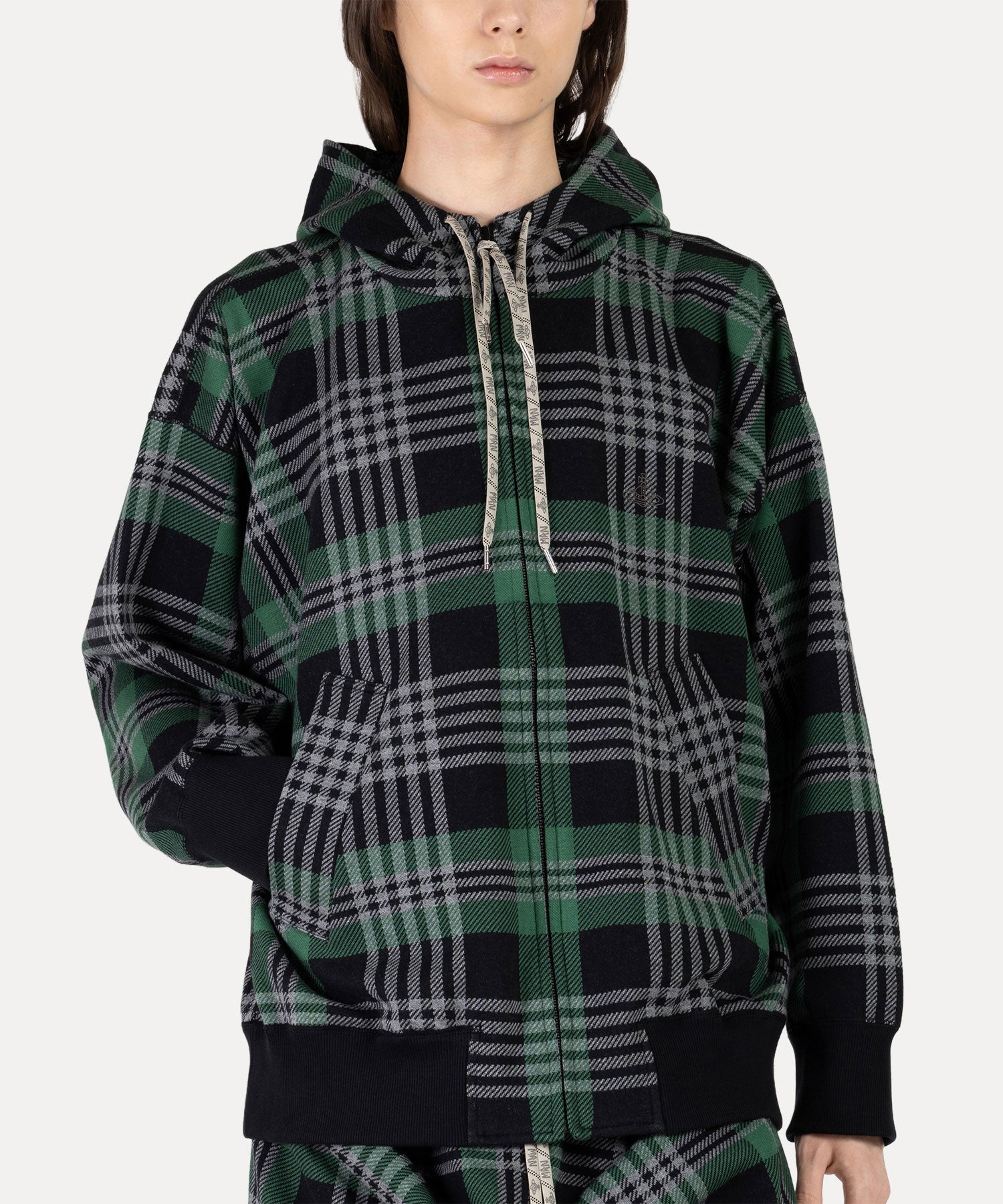 vivianne westwood ドット柄ダブルジップパーカー オーブ刺繍 2 Vivienne Westwood ジップパーカー 総柄 オーブ刺繍ロゴ - メルカリ