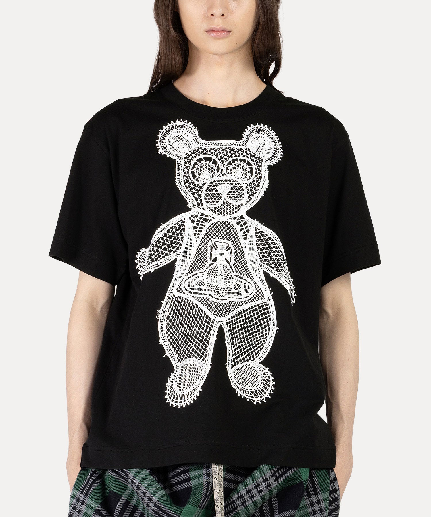Vivienne Westwood クマプリントスウェット 00サイズ LACE TEDDY リラックスTシャツ(ブラック)（メンズ）（1632361010