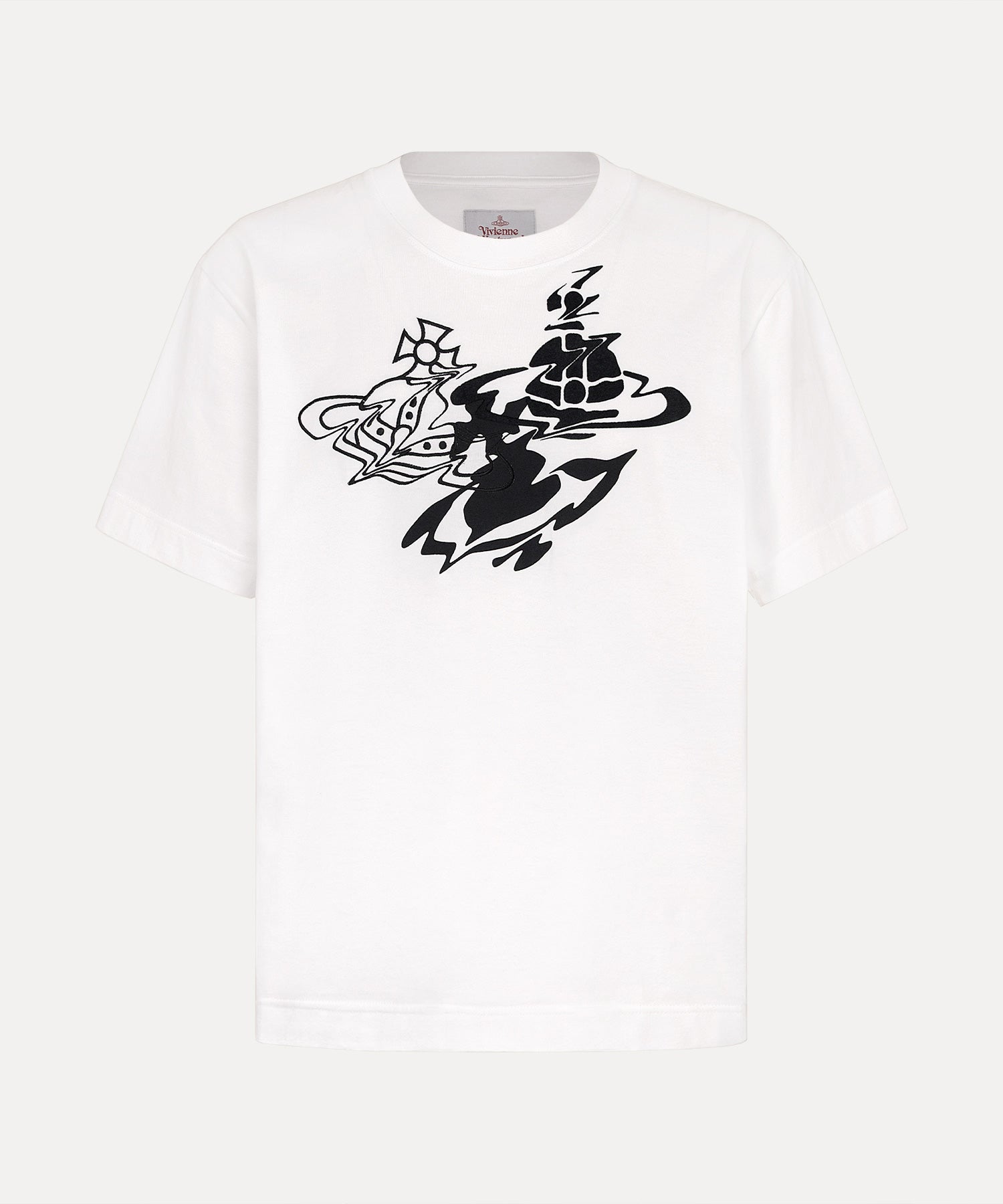 y2k 平成ギャル ヴィヴィアン カラフルグラフィック ホワイトTシャツ LIQUID ORB リラックスTシャツ(ホワイト)（メンズ）（1632361012