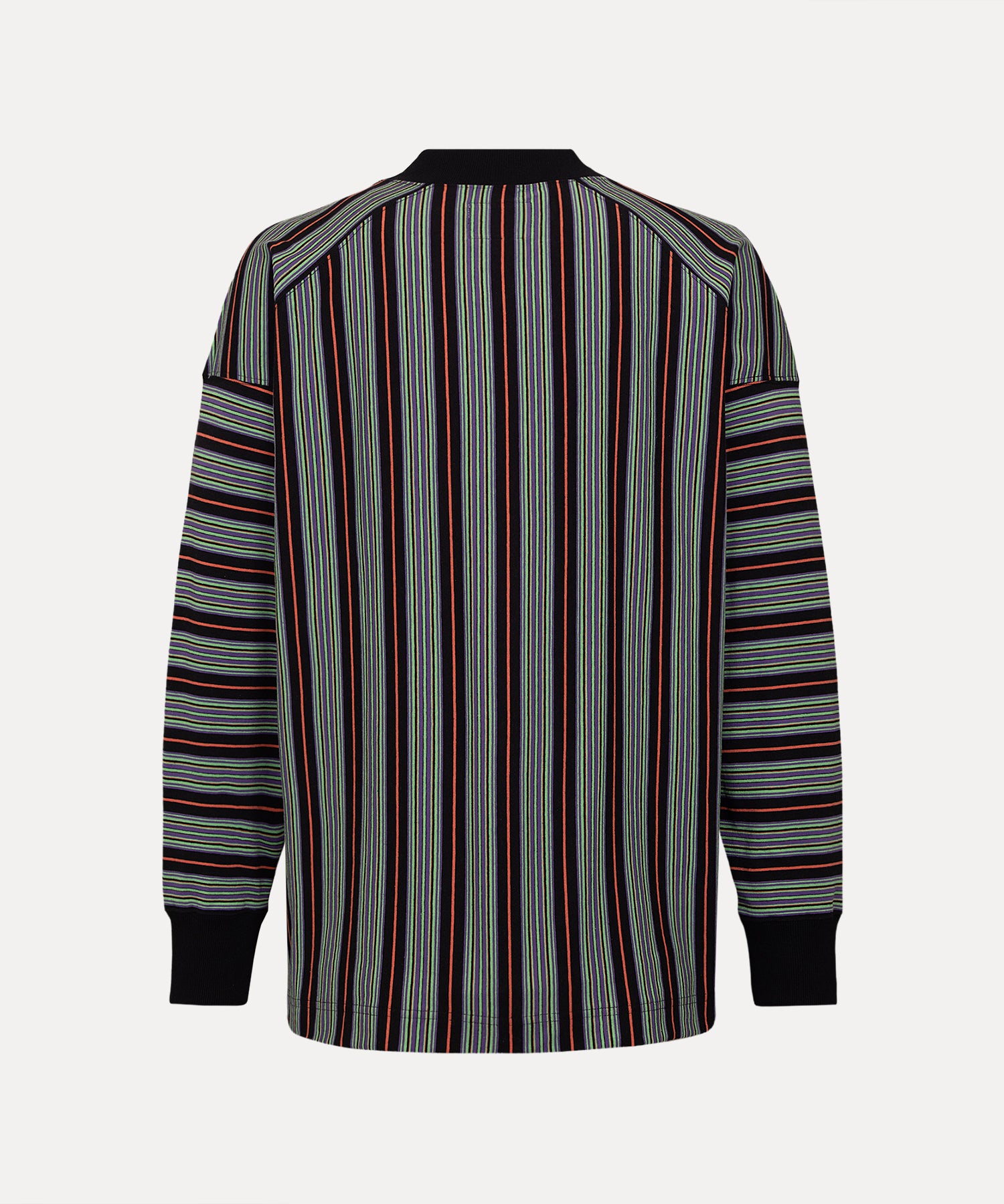 SILHOUETTE ORB ストライプフットボールシャツ(ブラック)（メンズ