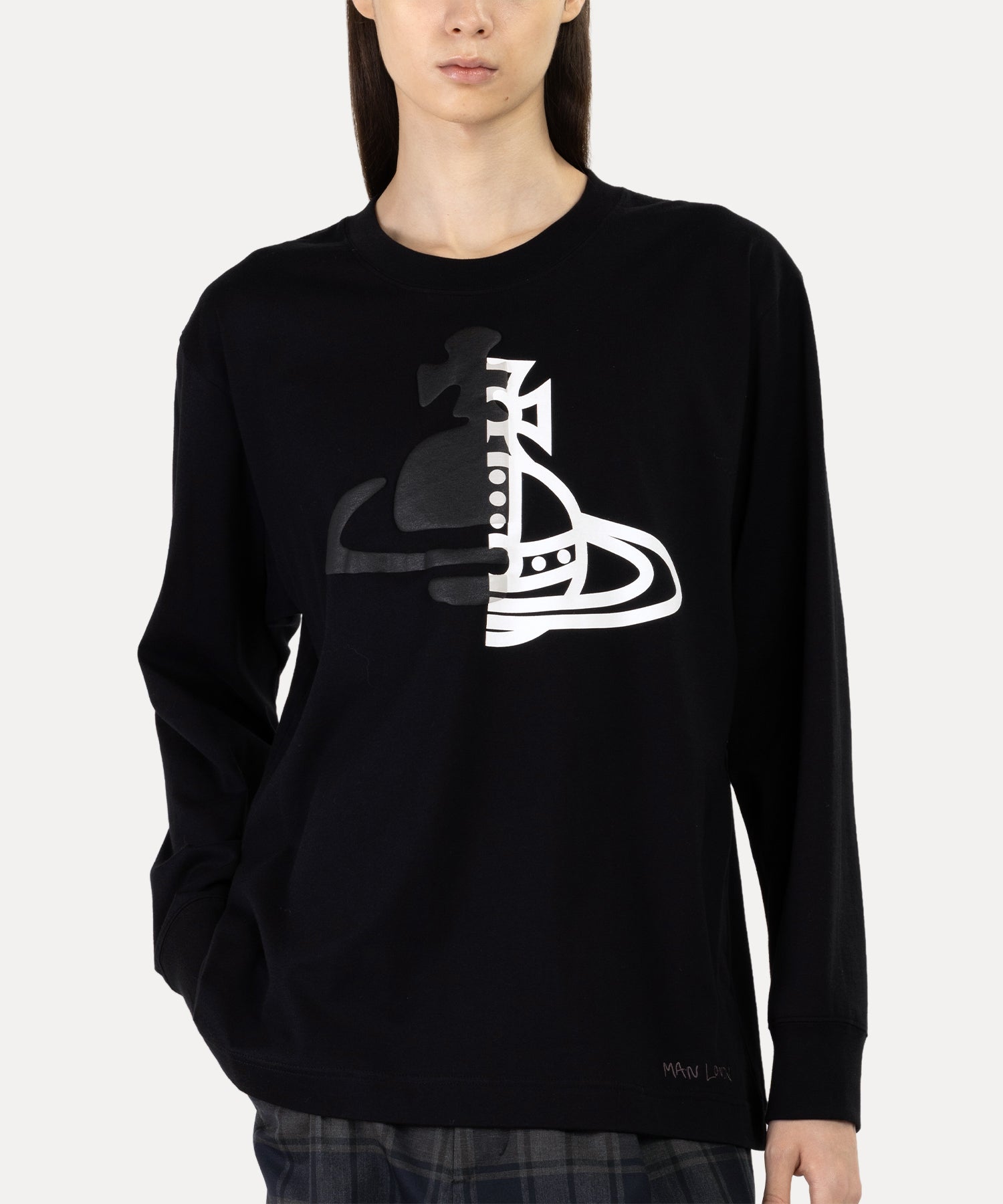 HALF AND HALF NEW 長袖Tシャツ(ブラック)（メンズ）（1632361031