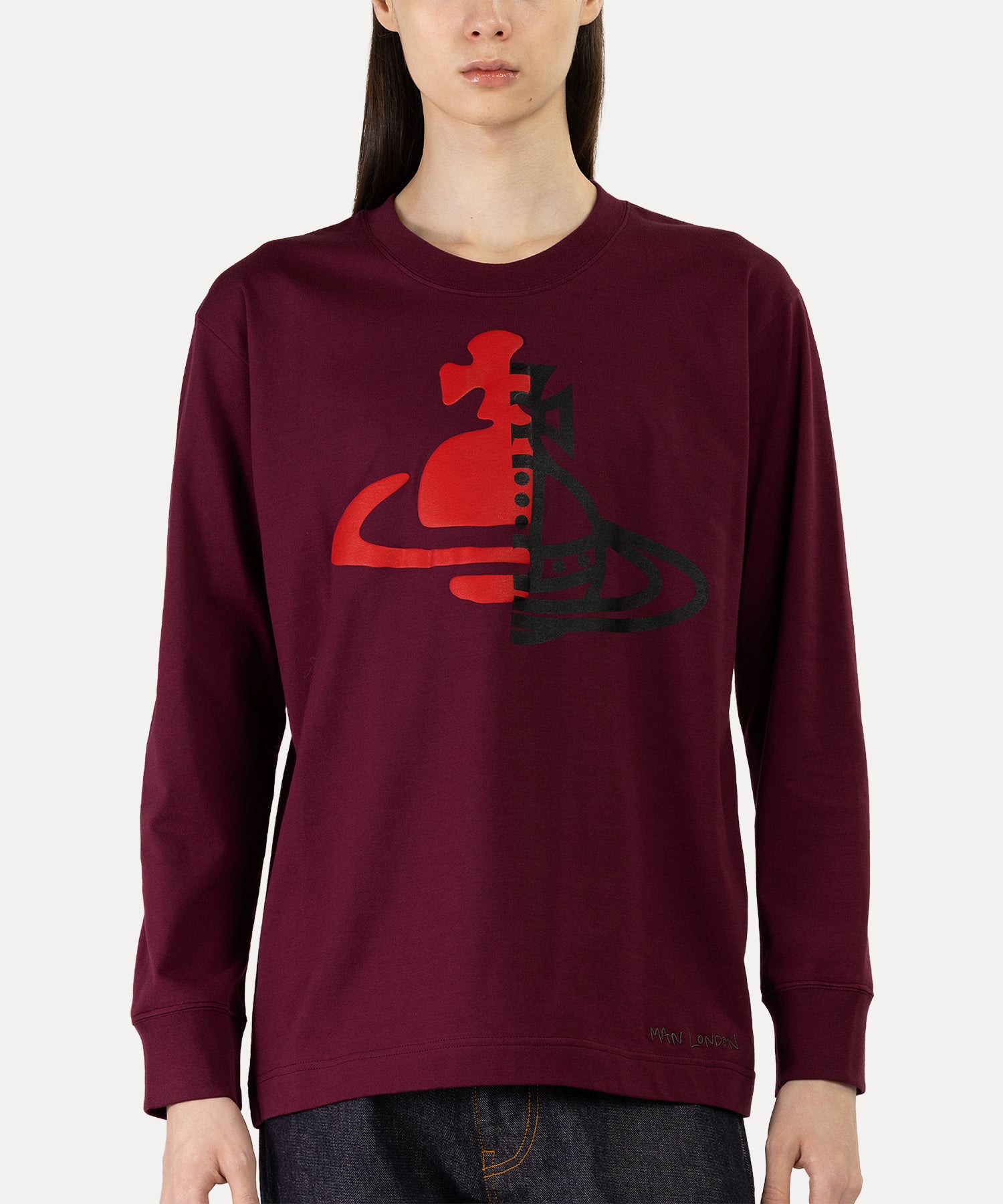 HALF AND HALF NEW 長袖Tシャツ(パープル)（メンズ）（1632361031