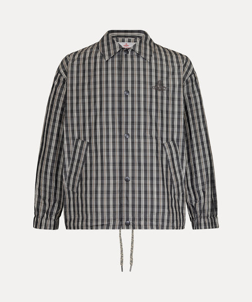 チェック コーチジャケット(ブラック)（メンズ）（1632461012