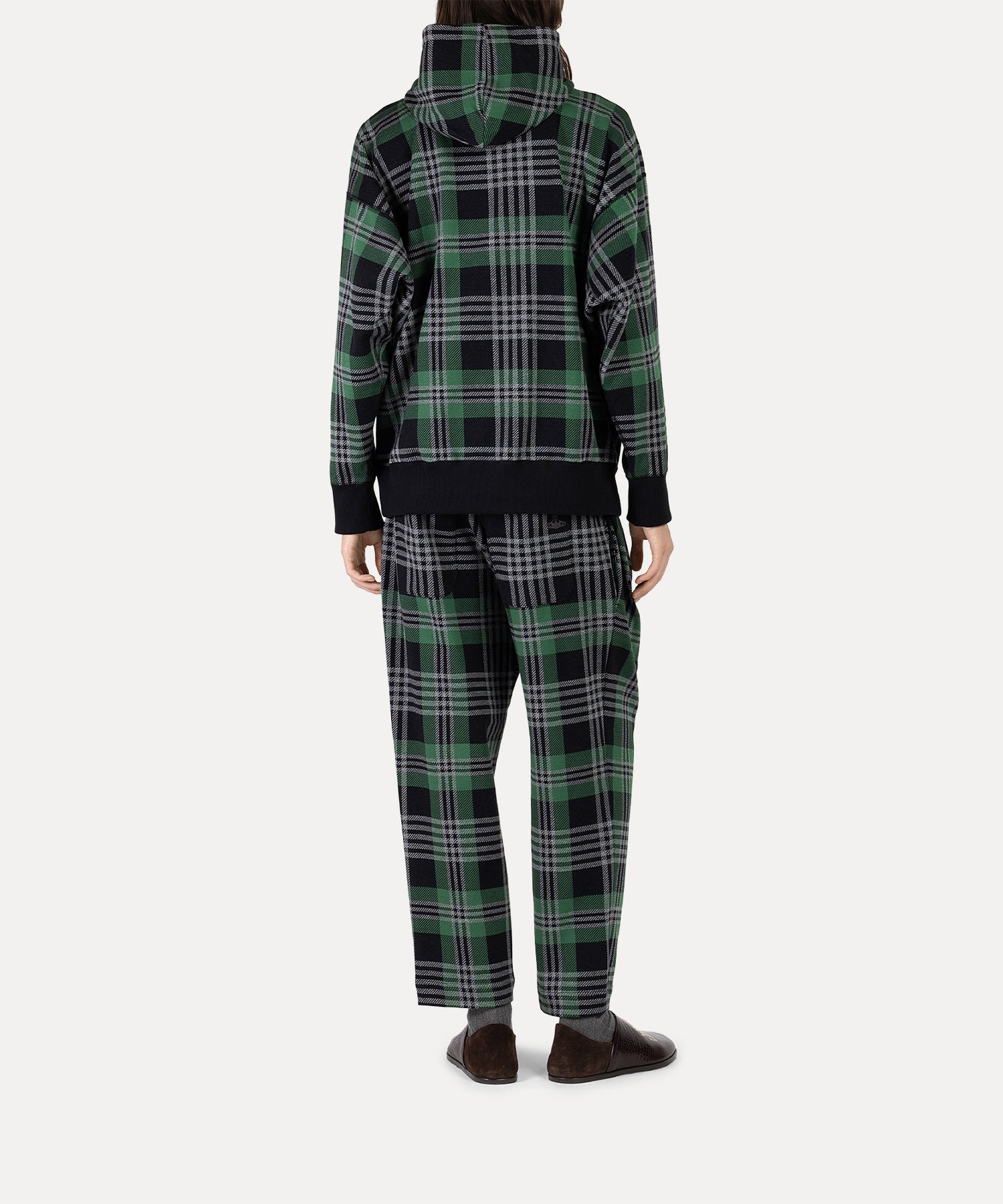 チェックジャカード ティルケトラウザー(カーキ系)（メンズ