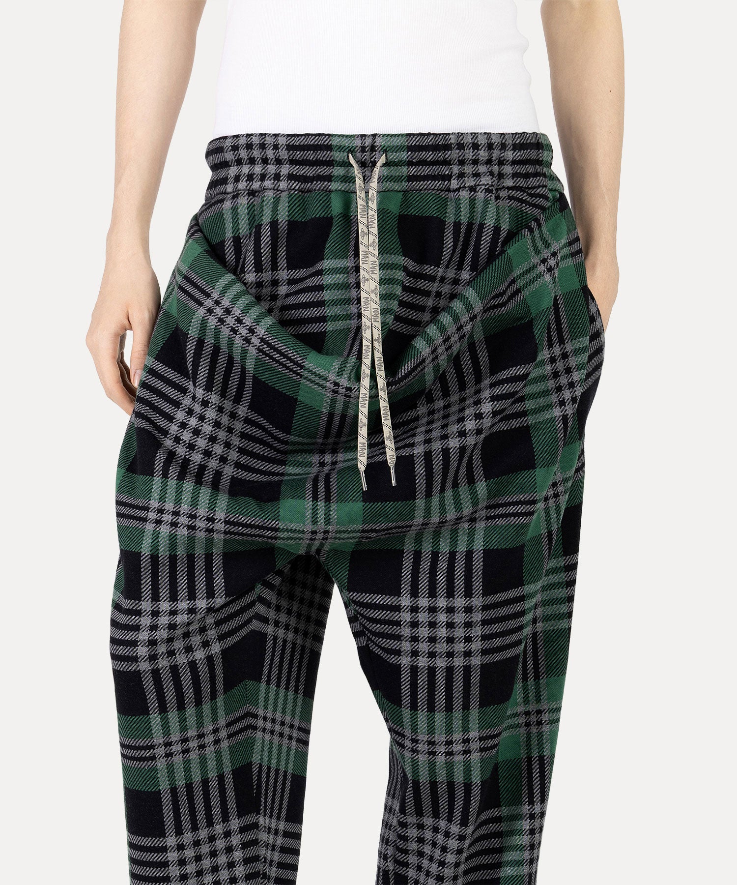 Vivienne Westwood MAN チェック ティルケトラウザー チェックジャカード ティルケトラウザー(カーキ系)（メンズ