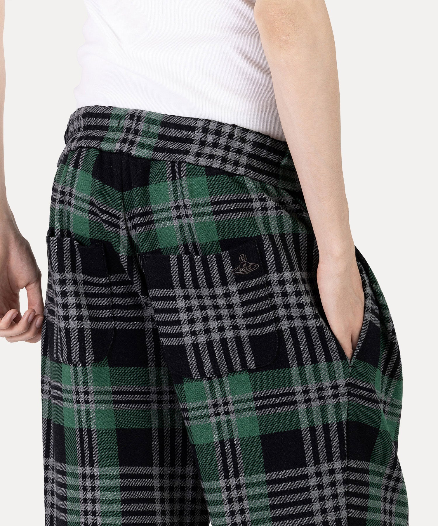 チェックジャカード ティルケトラウザー(カーキ系)（メンズ