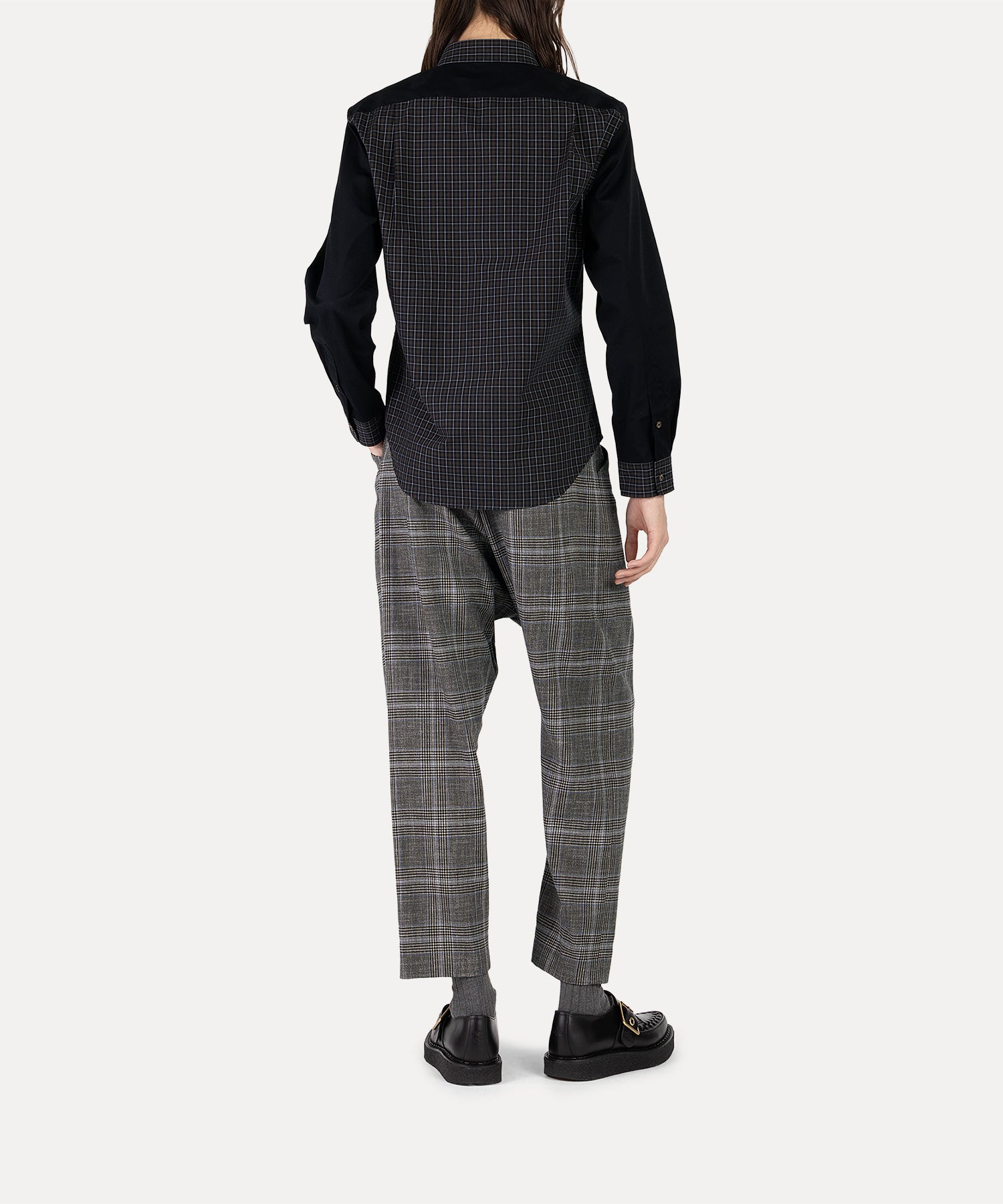 DETAILED CHECK クラシックシャツ(ブラック)（メンズ）（1632861002