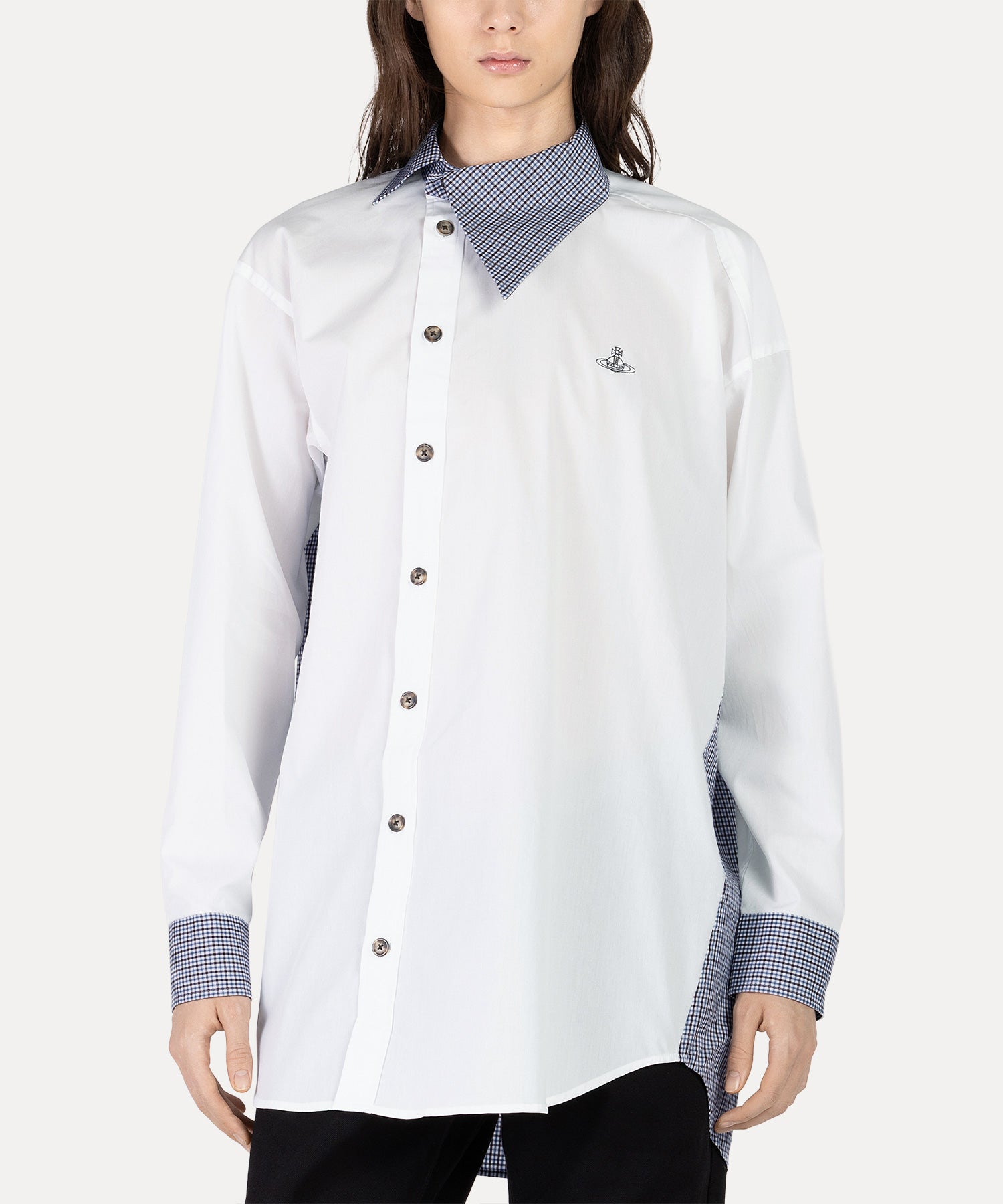 DETAILED CHECK ビッグオジークラークシャツ(ホワイト)（メンズ