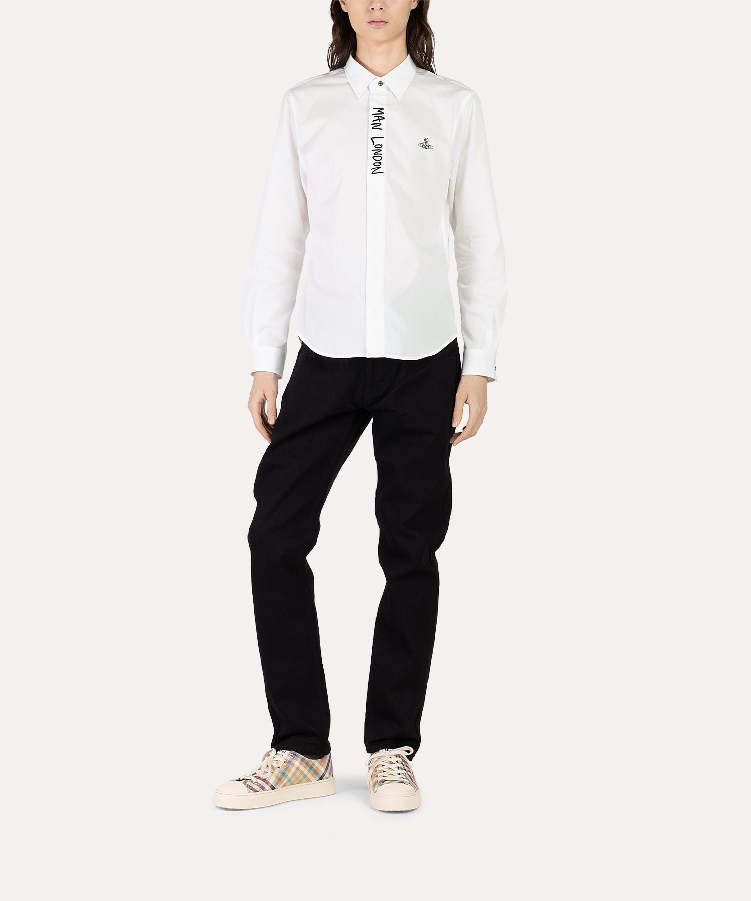 ✨美品/XL/近年モデル✨ヴィヴィアンウエストマン 白シャツ オーブ 変形襟 FRONT MAN LONDON クラシックシャツ(ホワイト)（メンズ）（1632861006