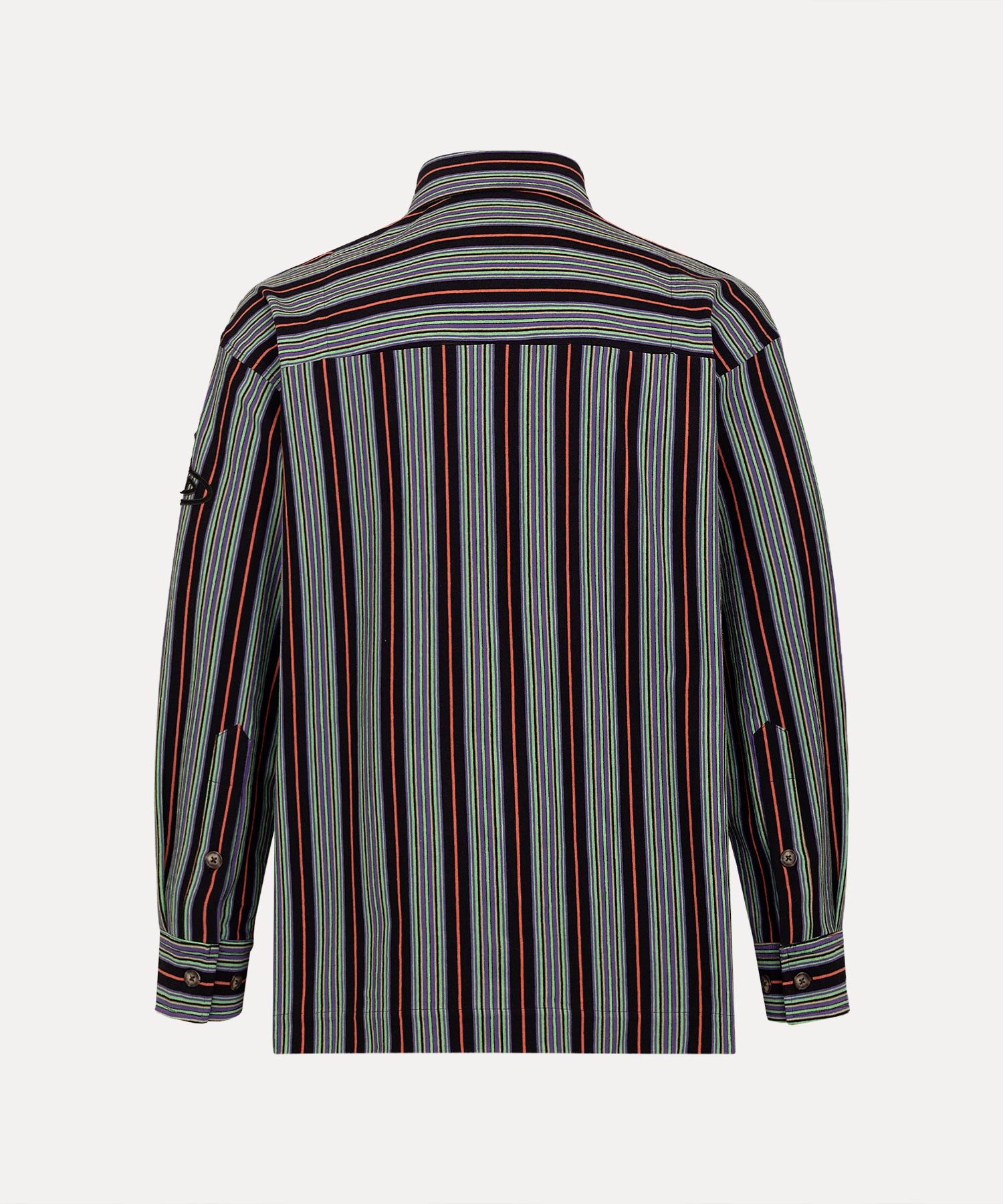 SILHOUETTE ORB ストライプレイヤーシャツ(ブラック)（メンズ