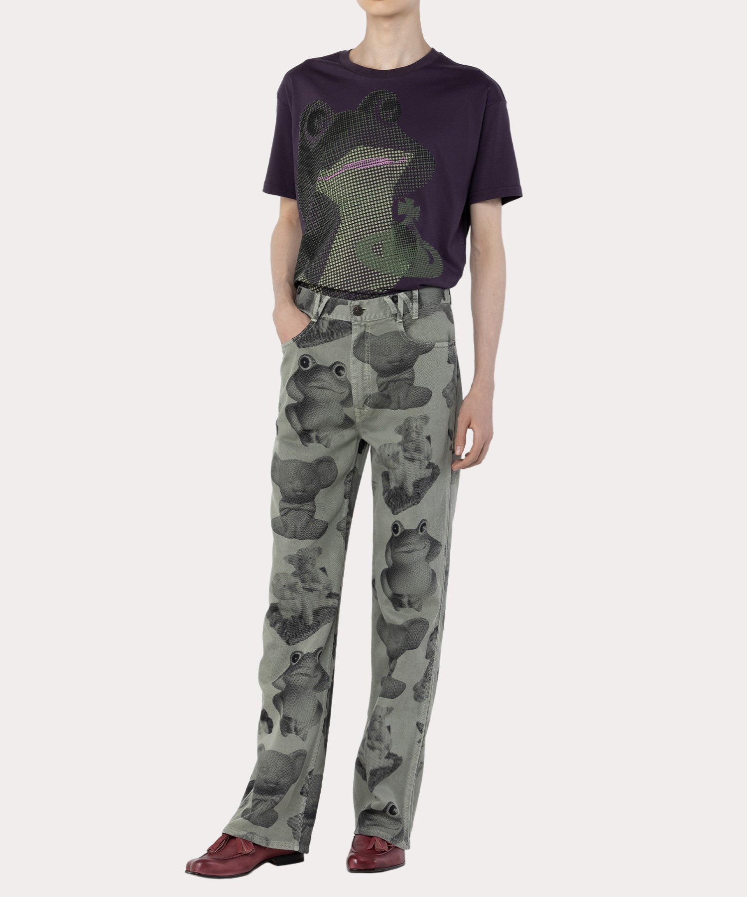 【関税込み】Vivienne Westwood パープル Frog Classic シャツ FROG CLASSIC Tシャツ(パープル)(メンズ)(2210351025