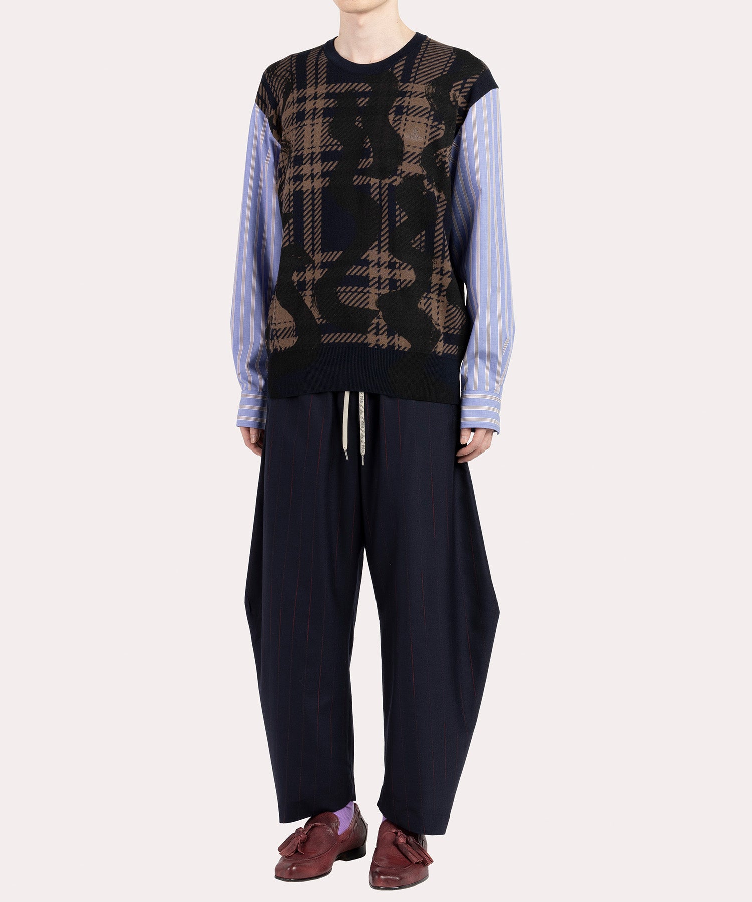 工場直売 VIVIENNE'S ニットシャーリング(ブルー TARTAN SQUIGGLE+BLUE トップス