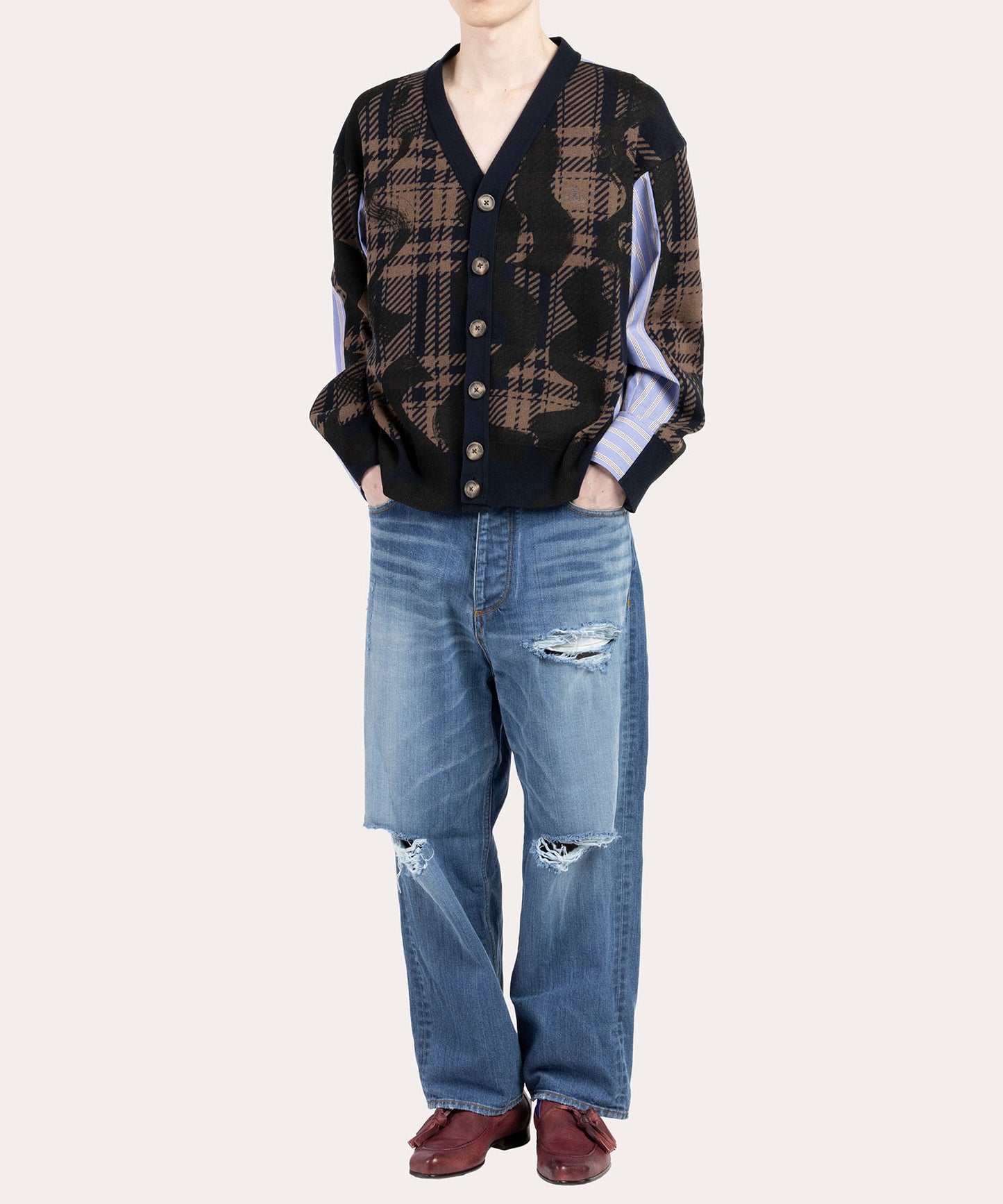 VIVIENNE’S SQUIGGLE+BLUE TARTAN カーディガンシャーリング