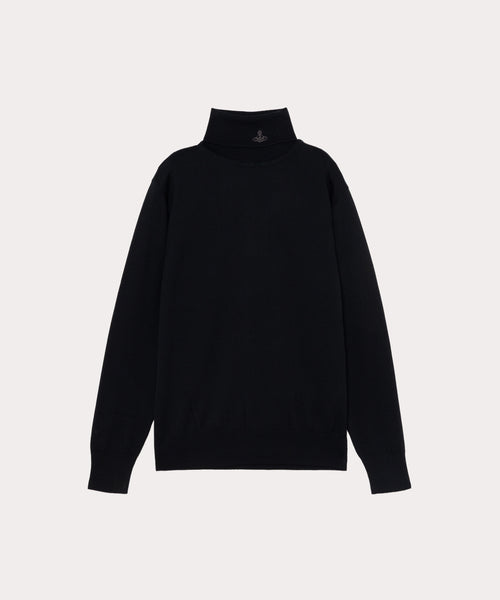 ワンポイントORB ハイネックニット(ブラック)（メンズ）（2612152006