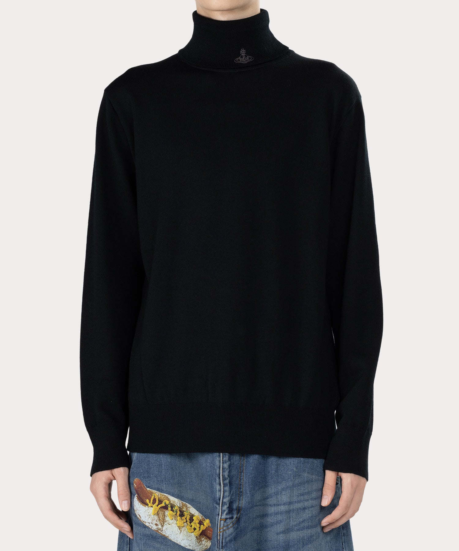 ワンポイントORB ハイネックニット(ブラック)（メンズ）（2612152006