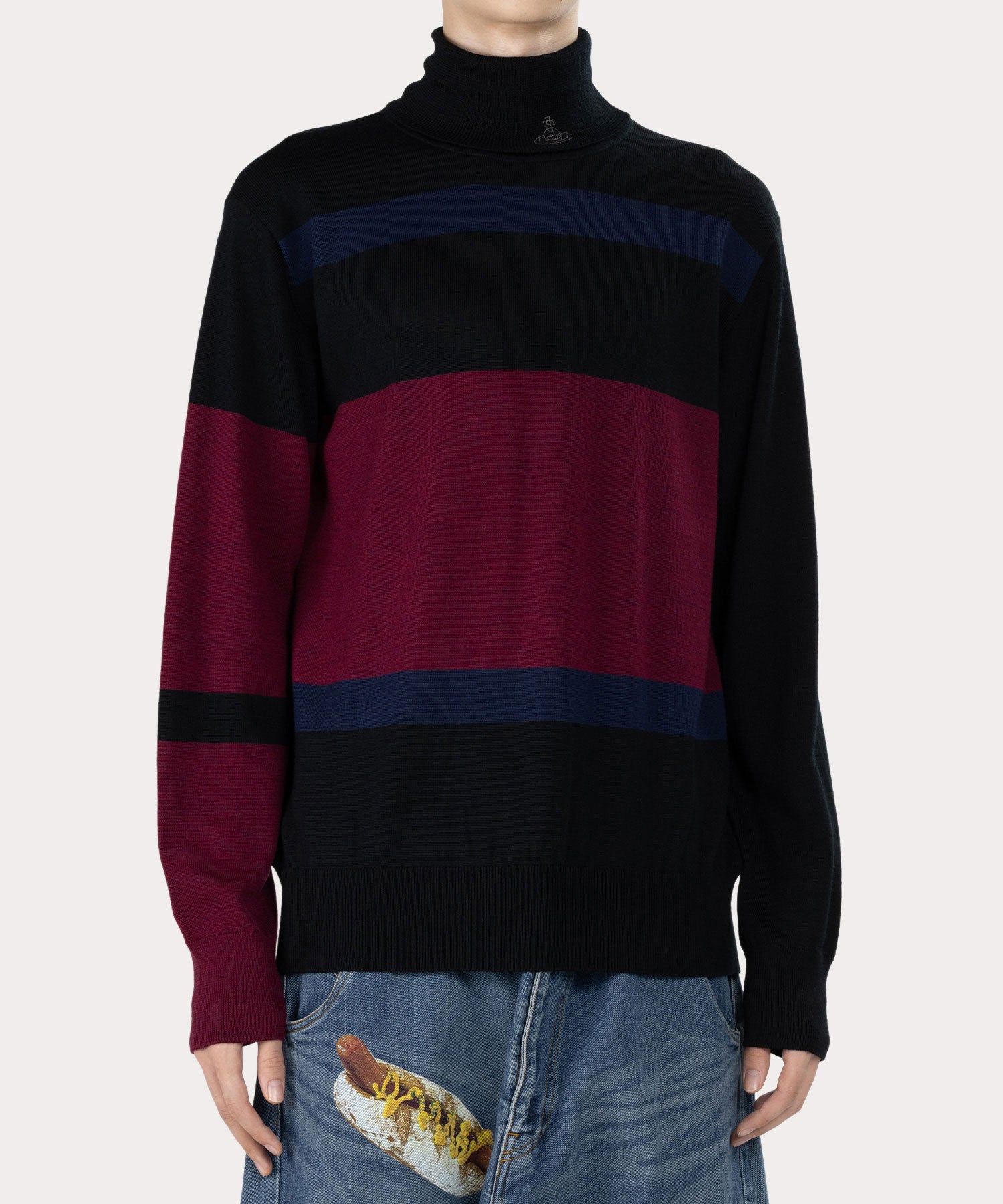 ワンポイントORB ハイネックニット(ブラック)（メンズ）（2612152006