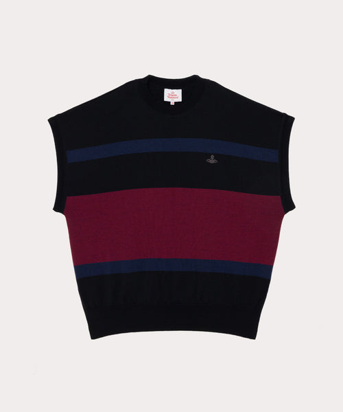 ワンポイントORB リラックスニットベスト(ブラック)（メンズ