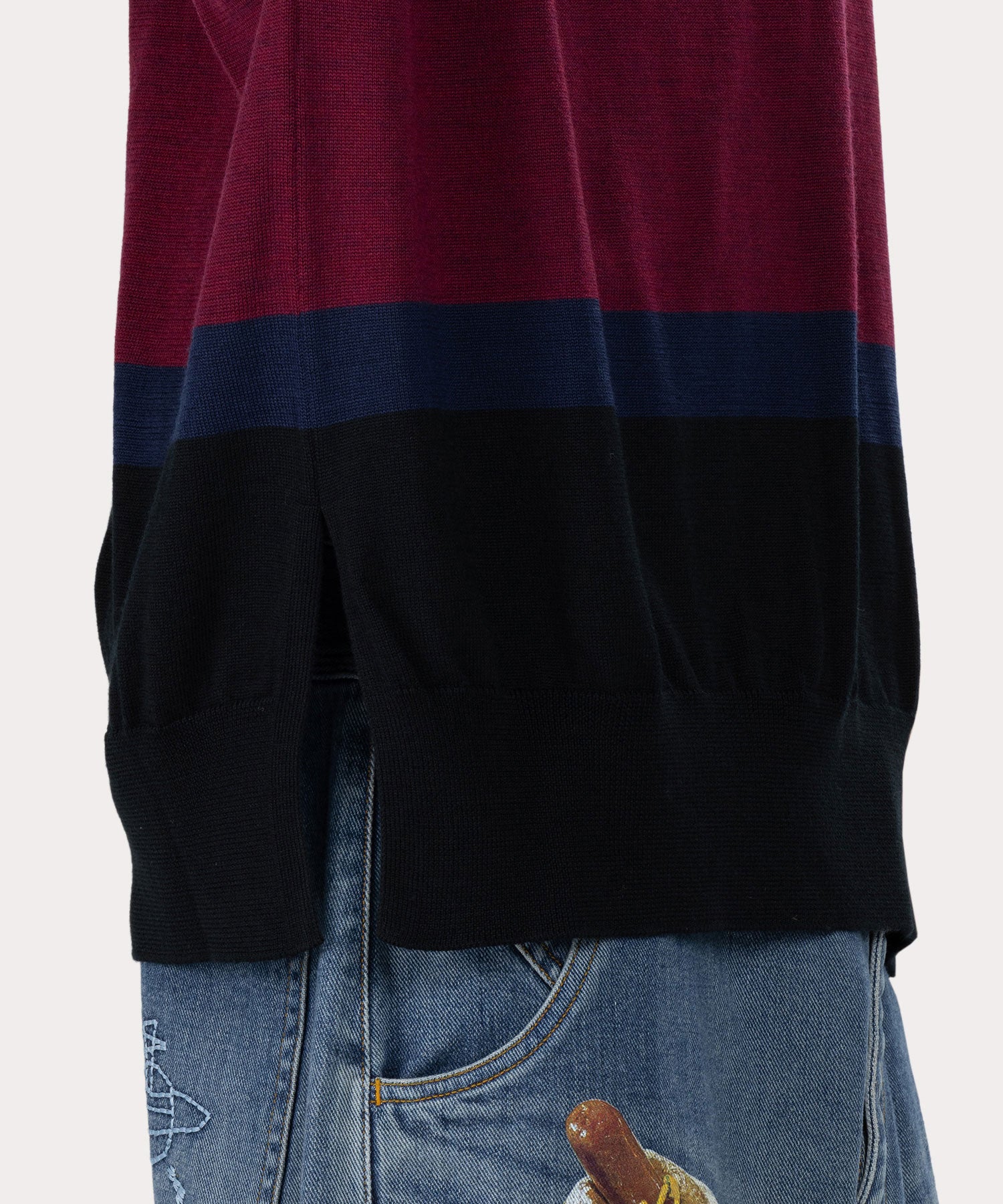 ワンポイントORB リラックスニットベスト(ブラック)（メンズ