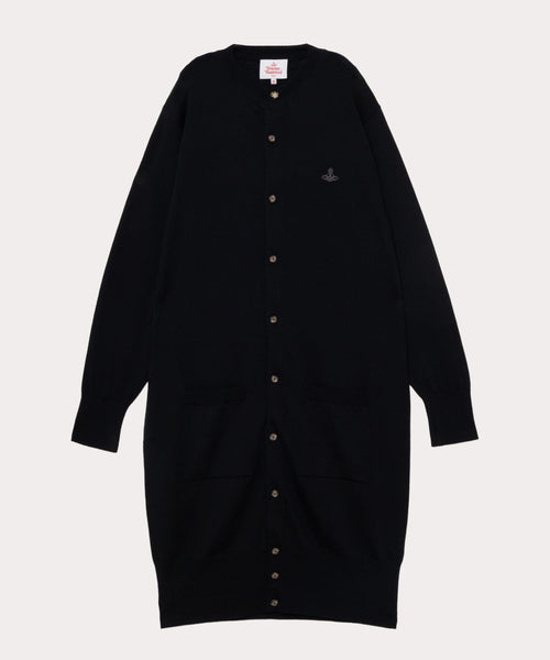 ワンポイントORB リラックスロングカーディガン(ブラック)（メンズ