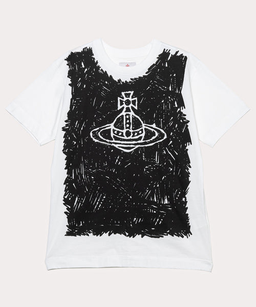 お歳暮 2024 ORB SCRIBBLE VEST リラックスTシャツ(オフホワイト)（メンズ トップス