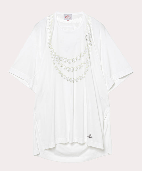 ヴィヴィアン　ロングビックTシャツ PEARLS ビッグロングTシャツ(ホワイト)（メンズ）（2612352026