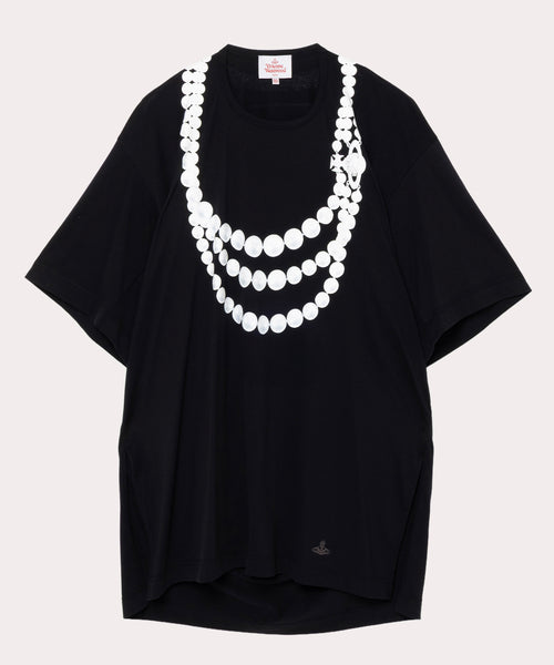 Vivienne Westwood カットソー　ビッグTシャツ PEARLS ビッグロングTシャツ(ブラック)（メンズ）（2612352026