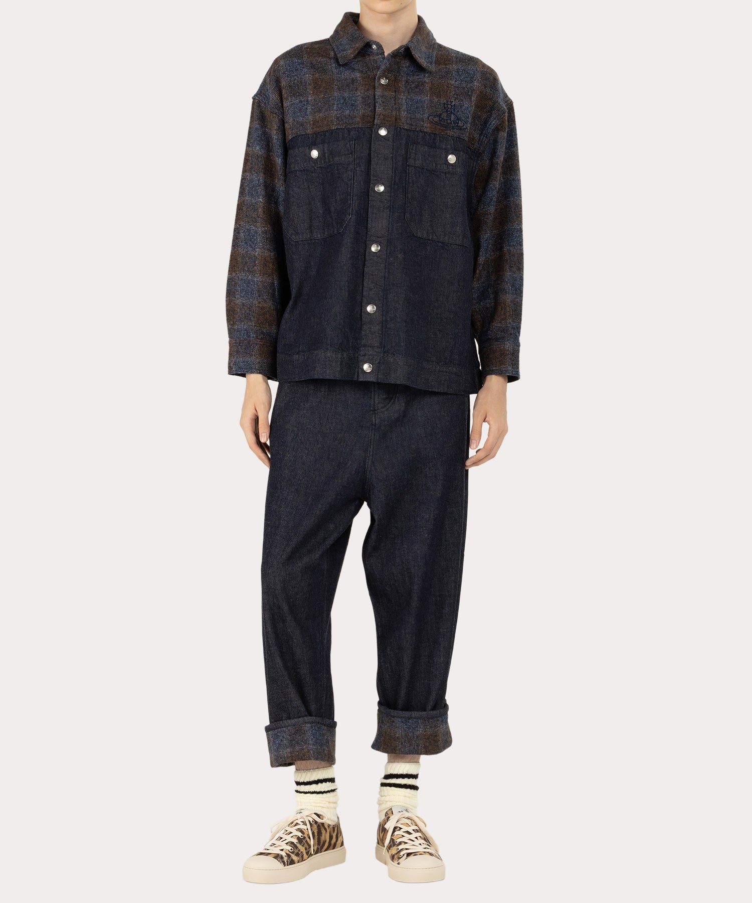 チェック デニムジャケット(ブルー)（メンズ）（2612452009）｜ウェア