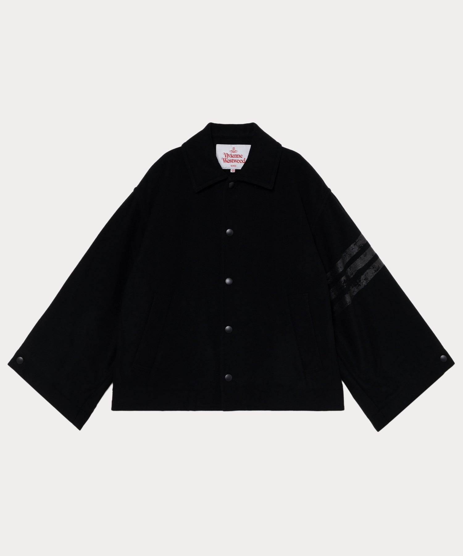 VARSITY ORB&STRIPES コーチジャケット(ブラック)（メンズ