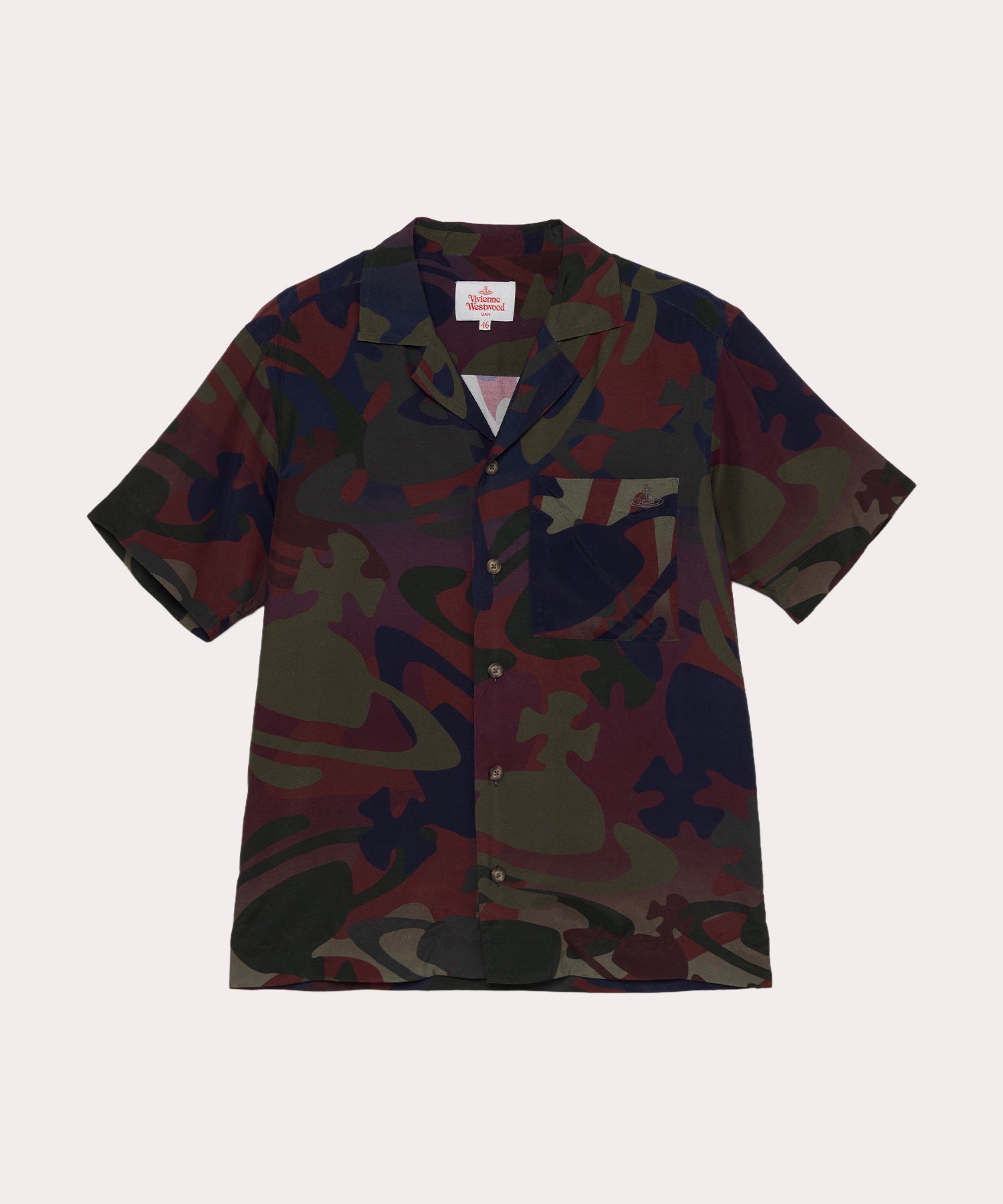 在庫処分セール テ ORB CAMO オープンカラー半袖シャツ(カーキ系)（メンズ トップス