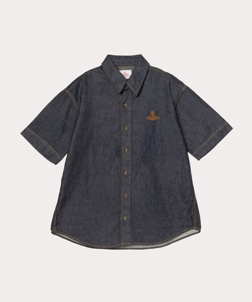 【Vivienne Westwood】 オンライン限定 総柄 半袖 シャツ 美品 vivienne westwood 小花柄 半袖シャツ オーブ刺繍 46