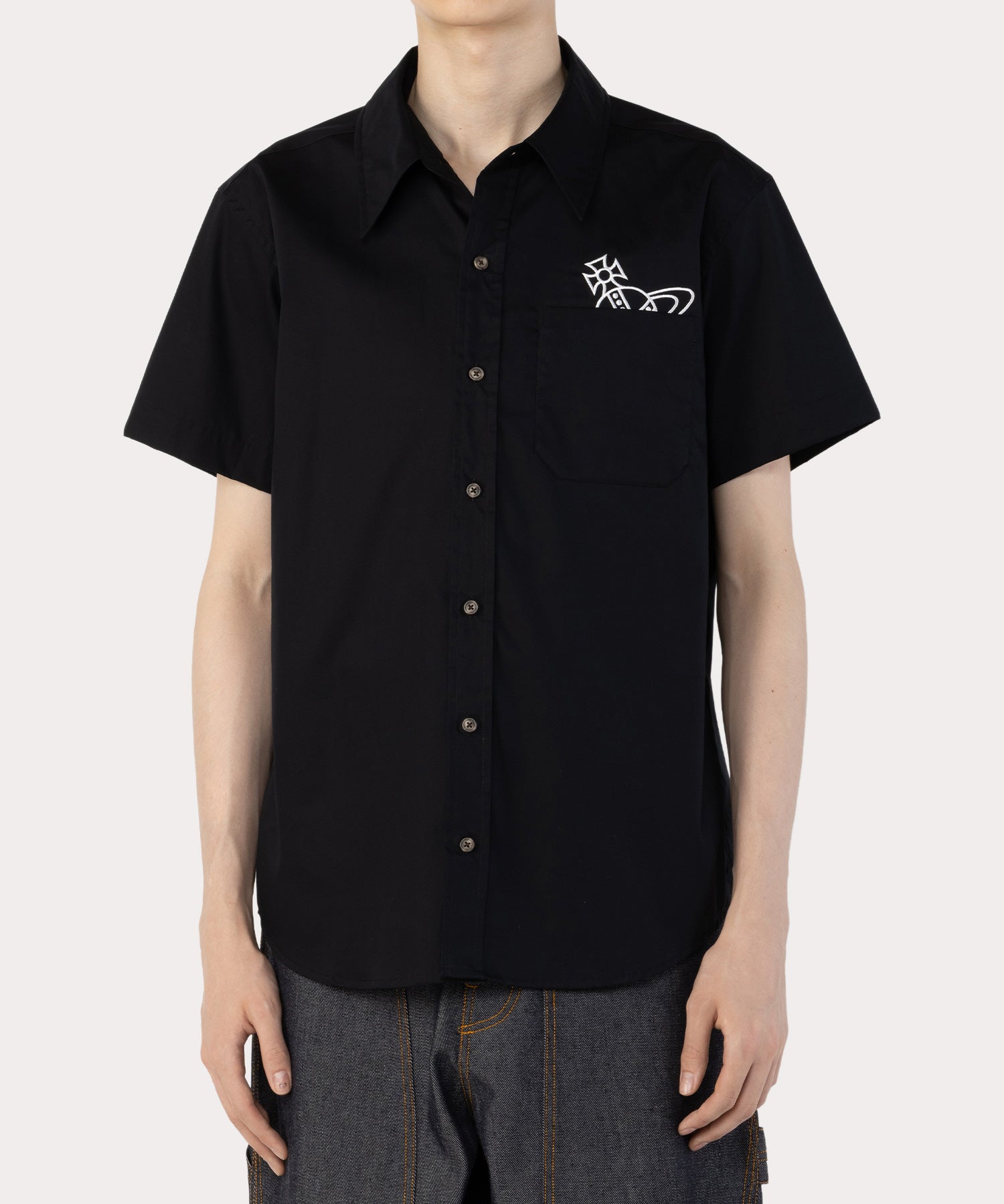 【Vivienne Westwood】即対応PEEK ORB リラックス半袖シャツ PEEK ORB リラックスポケット半袖シャツ(ブラック)（メンズ